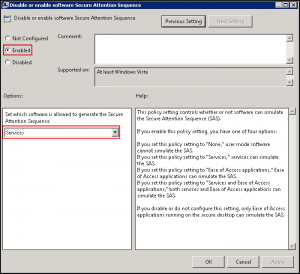 Enable Secure Attention Sequence