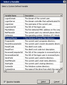 System Defined Variables